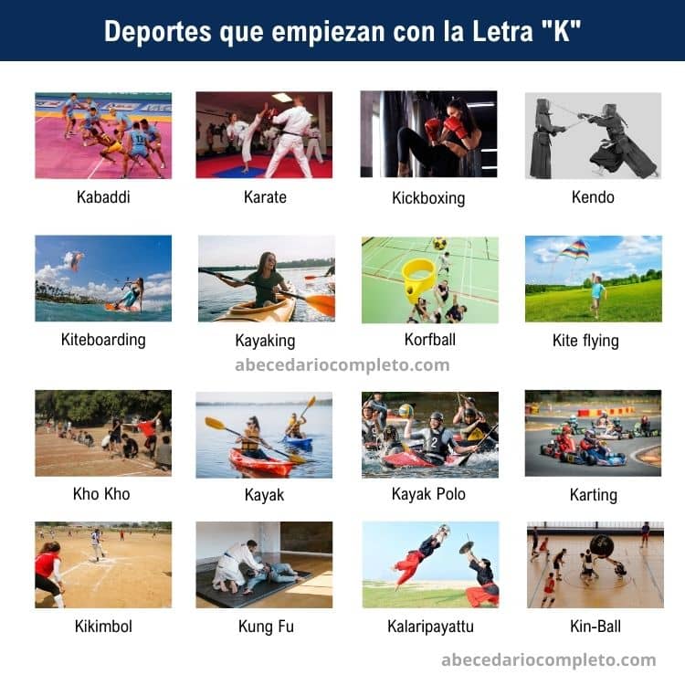 Deportes que empiezan con K - Lista completa