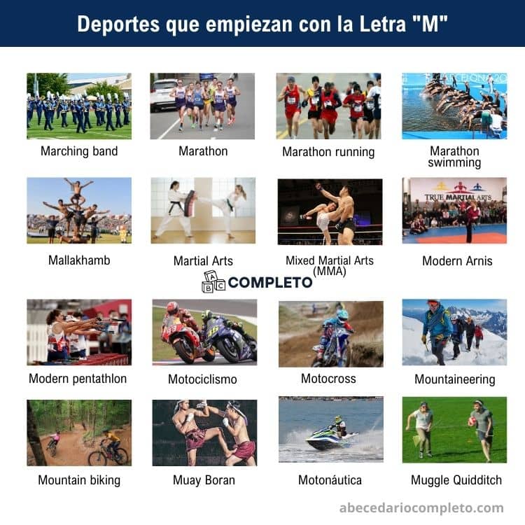 Deportes que empiezan con M - Lista y Guía