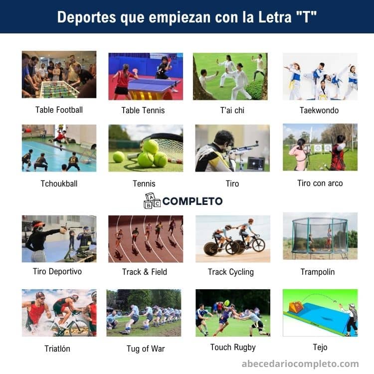 Deportes que empiezan con T - Lista completa