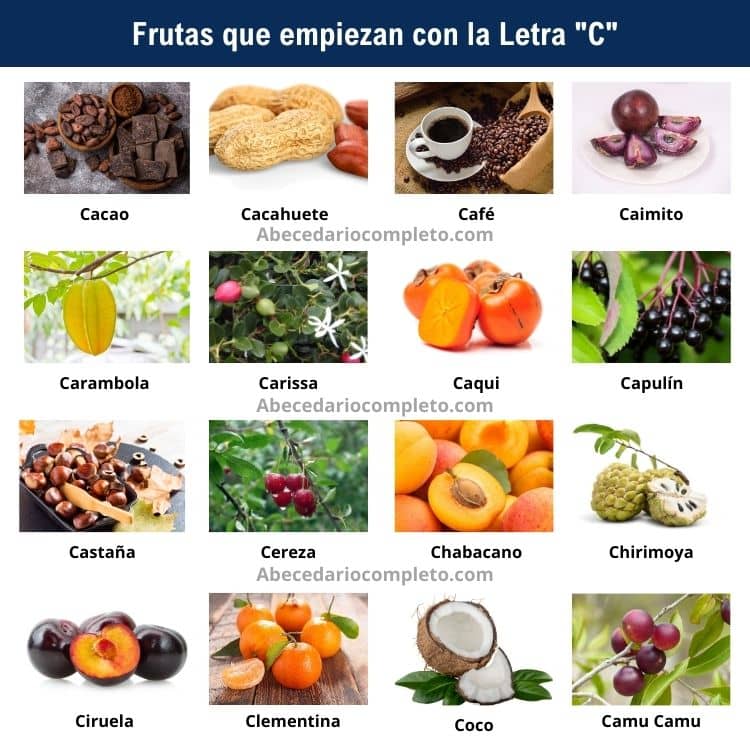 Frutas que empiezan con C - Lista completa