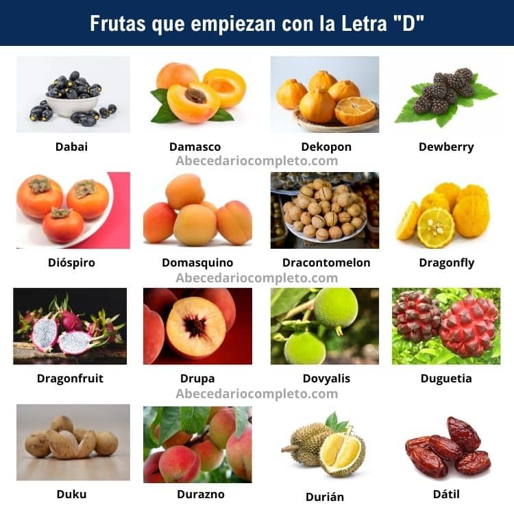 Frutas que empiezan con D - Lista completa