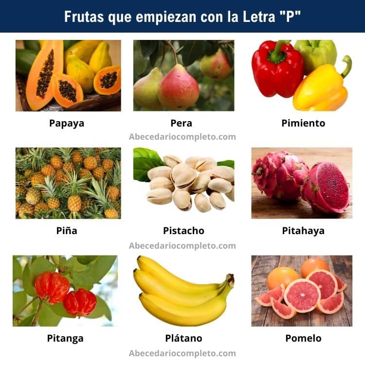 Frutas con la Letra P - Lista detallada