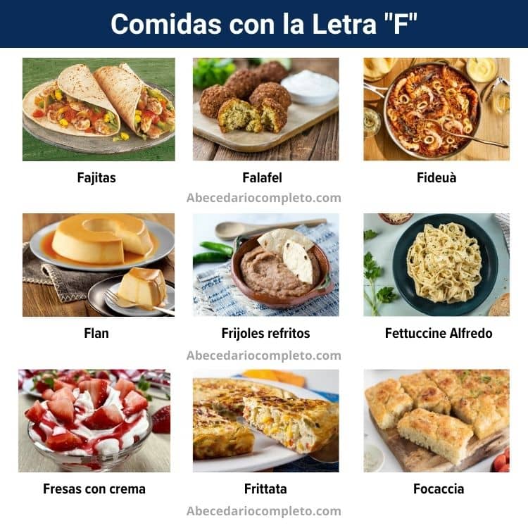 comidas con la letra f