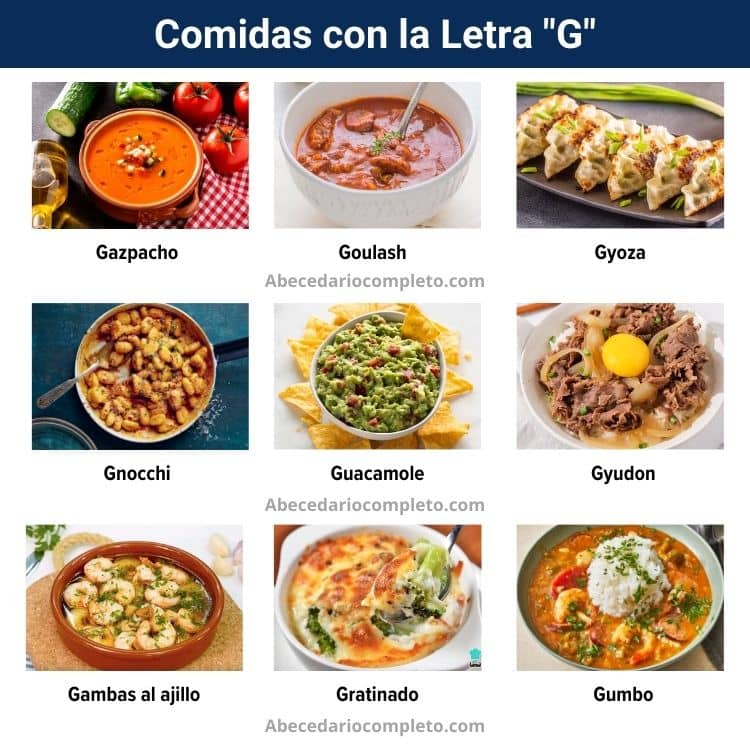 comidas con la letra g