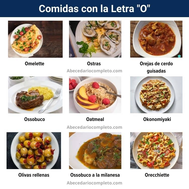 comidas con la letra o