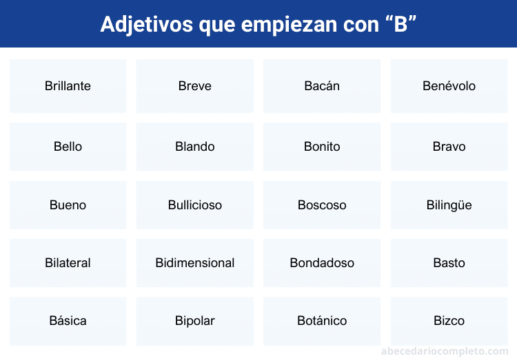 Adjetivos que empiezan con B