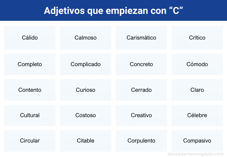 Adjetivos que empiezan con C