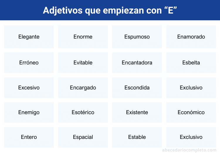 Adjetivos que empiezan con E