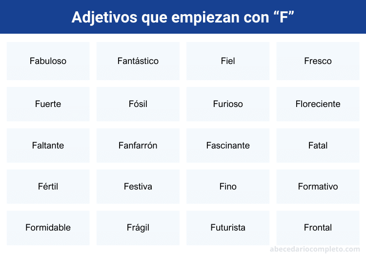 Adjetivos que empiezan con F