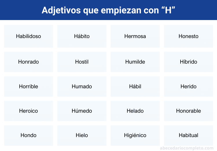 Adjetivos que empiezan con H