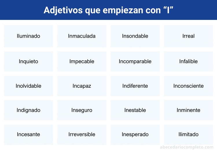 Adjetivos que empiezan con I