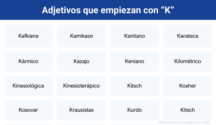 Adjetivos que empiezan con K