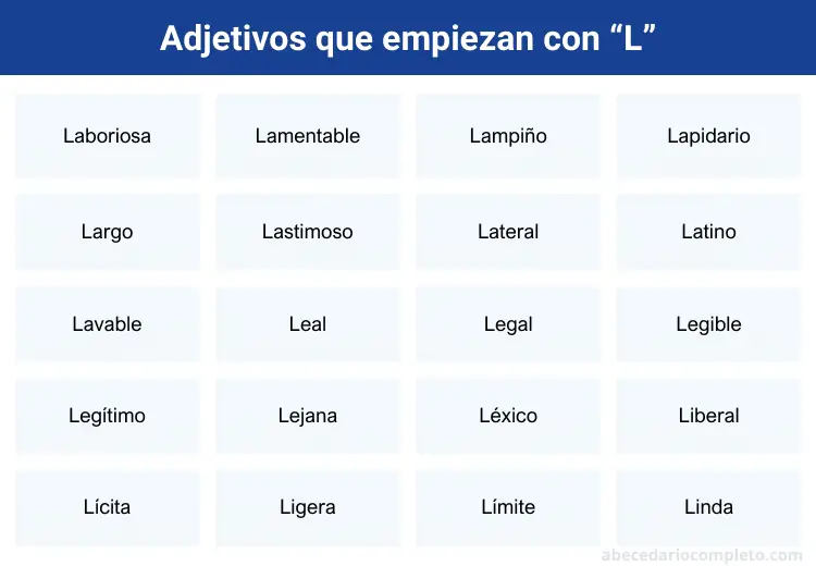 Adjetivos que empiezan con L