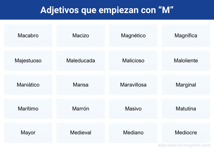 Adjetivos que empiezan con M