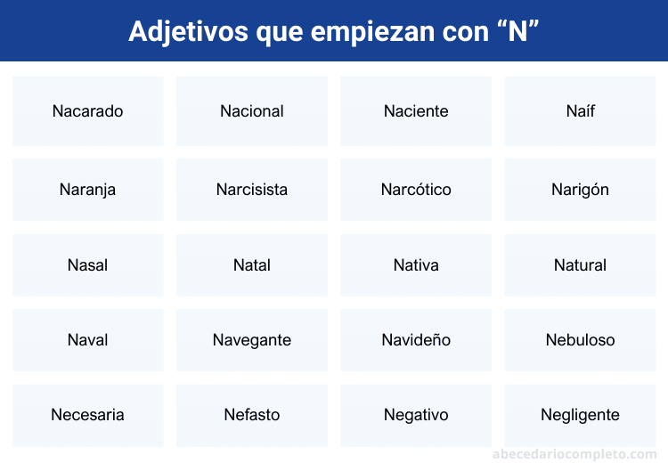 Adjetivos con N