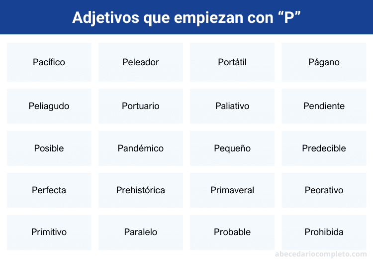 Adjetivos con P