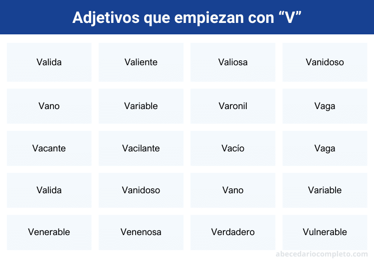 Adjetivos con V