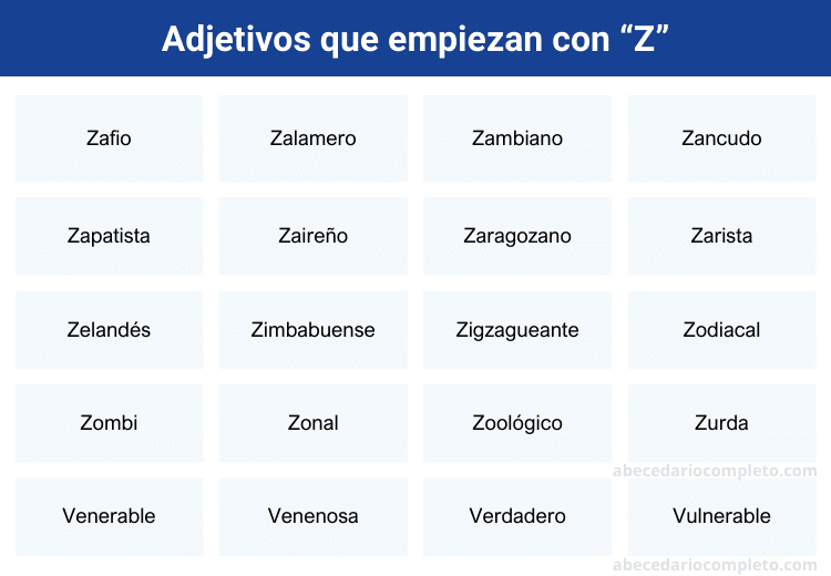 Adjetivos con Z